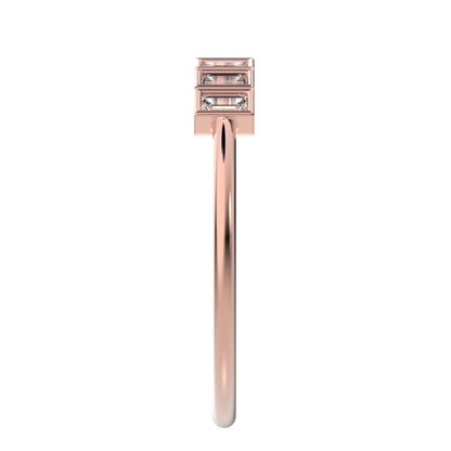 0.35 ct Baguette Cut Moissanite dainty Stackable Minimalist bezel Half Eternity 14K / 18K Solid Rose Gold everyday wedding band