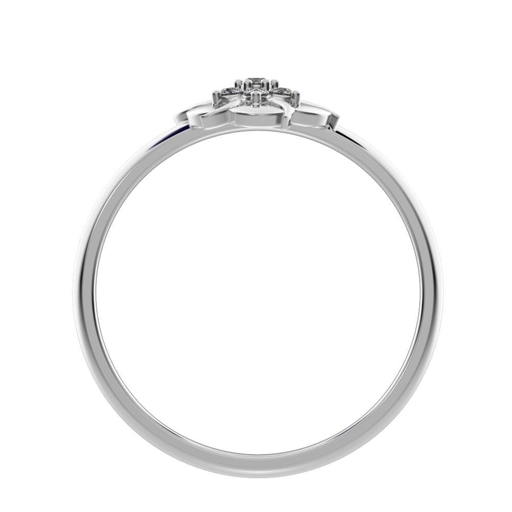 0.075 ct Round Cut Simulated Clear Diamond dainty Minimalist star eye halo floral petal cluster 14K / 18K Solid White Gold everyday ring
