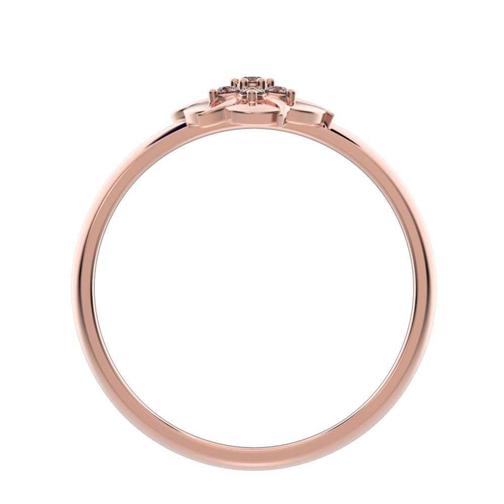 0.075 ct Round Cut Moissanite dainty Minimalist star eye halo floral petal cluster 14K / 18K Solid Rose Gold everyday ring