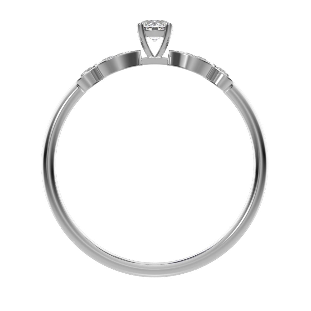 0.19 ct Round Cut Simulated Clear Diamond dainty Minimalist eye heart floral halo 14K / 18K Solid White Gold everyday ring