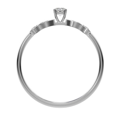 0.19 ct Round Cut Simulated Clear Diamond dainty Minimalist eye heart floral halo 14K / 18K Solid White Gold everyday ring