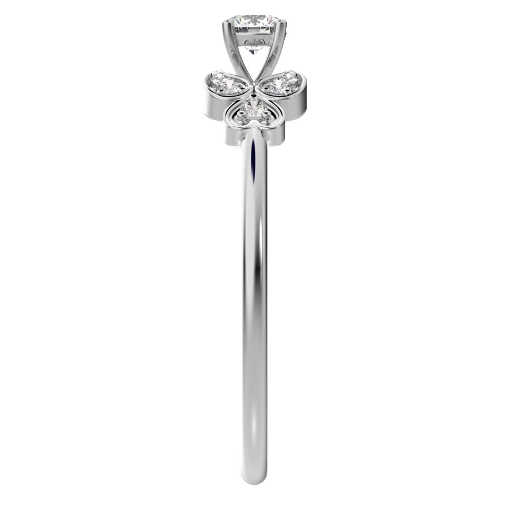 0.19 ct Round Cut Simulated Clear Diamond dainty Minimalist eye heart floral halo 14K / 18K Solid White Gold everyday ring