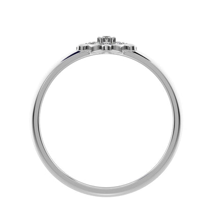 0.075 ct Round Cut Moissanite dainty Minimalist star eye halo floral cluster petal 14K / 18K Solid White Gold everyday ring