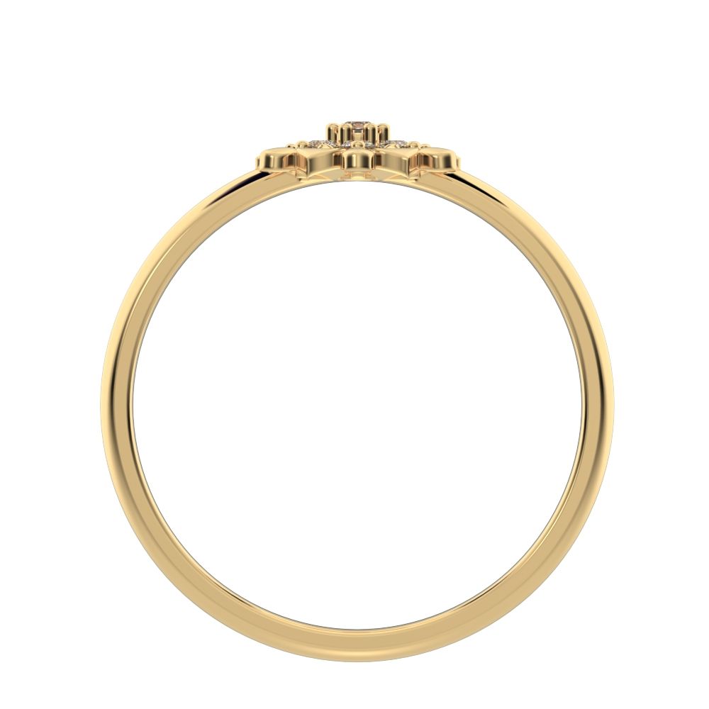 0.075 ct Round Cut Moissanite dainty Minimalist star eye halo floral cluster petal 14K / 18K Solid Yellow Gold everyday ring