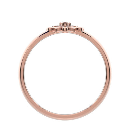 0.075 ct Round Cut Moissanite dainty Minimalist star eye halo floral cluster petal 14K / 18K Solid Rose Gold everyday ring
