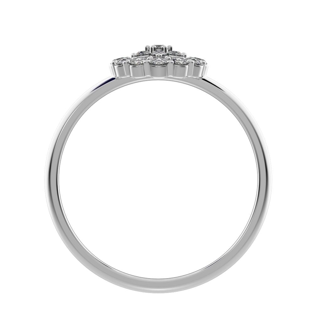 0.21 ct Round Cut Moissanite dainty Minimalist star eye halo floral horse shoe cluster 14K / 18K Solid White Gold everyday ring