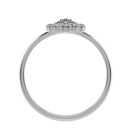 0.21 ct Round Cut Moissanite dainty Minimalist star eye halo floral horse shoe cluster 14K / 18K Solid White Gold everyday ring
