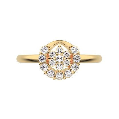 0.21 ct Round Cut Simulated Clear Diamond dainty Minimalist star eye halo floral horse shoe 14K / 18K Solid Yellow Gold everyday ring