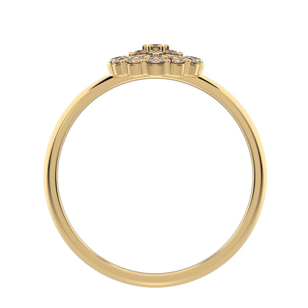0.21 ct Round Cut Moissanite dainty Minimalist star eye halo floral horse shoe cluster 14K / 18K Solid Yellow Gold everyday ring