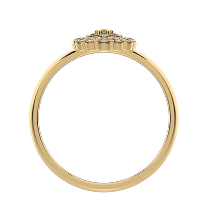 0.21 ct Round Cut Moissanite dainty Minimalist star eye halo floral horse shoe cluster 14K / 18K Solid Yellow Gold everyday ring