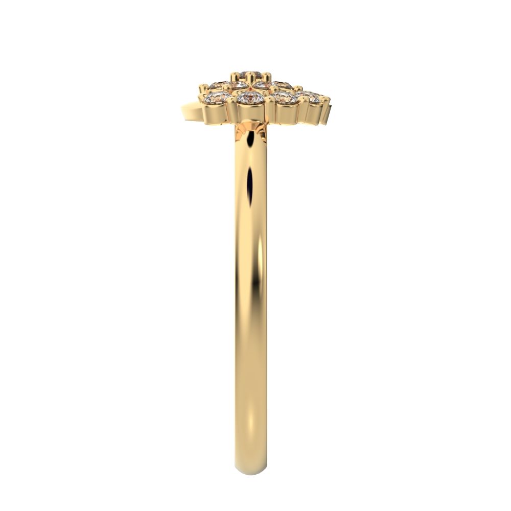 0.21 ct Round Cut Simulated Clear Diamond dainty Minimalist star eye halo floral horse shoe 14K / 18K Solid Yellow Gold everyday ring