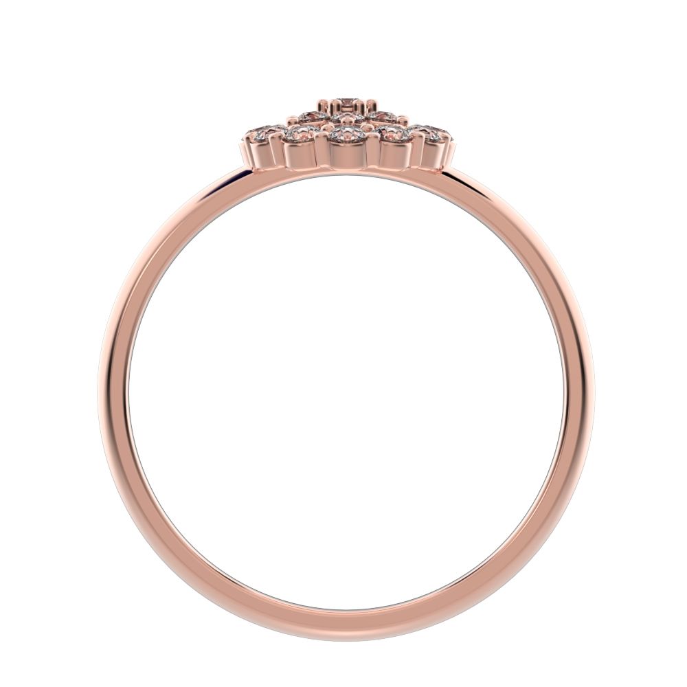 0.21 ct Round Cut Simulated Clear Diamond dainty Minimalist star eye halo floral horse shoe cluster 14K / 18K Solid Rose Gold everyday ring