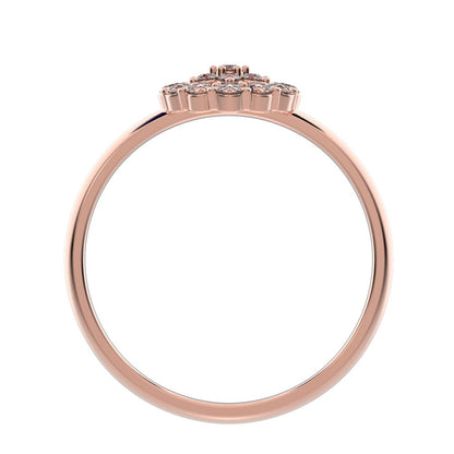 0.21 ct Round Cut Simulated Clear Diamond dainty Minimalist star eye halo floral horse shoe cluster 14K / 18K Solid Rose Gold everyday ring