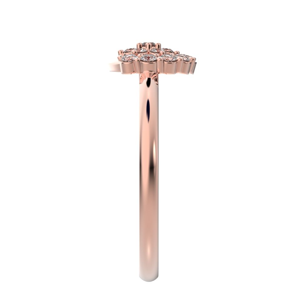0.21 ct Round Cut Simulated Clear Diamond dainty Minimalist star eye halo floral horse shoe cluster 14K / 18K Solid Rose Gold everyday ring