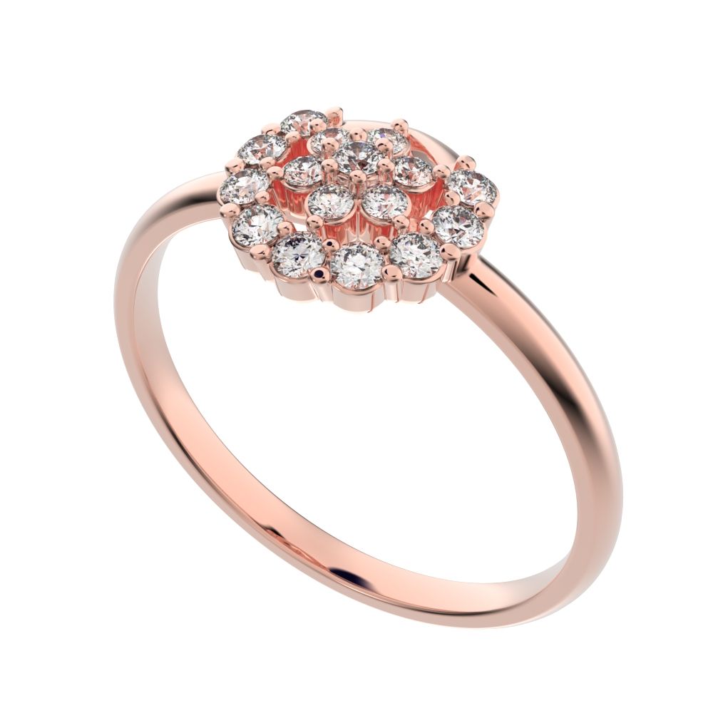 0.21 ct Round Cut Moissanite dainty Minimalist star eye halo floral horse shoe cluster 14K / 18K Solid Rose Gold everyday ring
