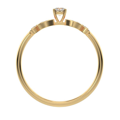 0.19 ct Round Cut Simulated Clear Diamond dainty Minimalist eye heart floral halo 14K / 18K Solid Yellow Gold everyday ring
