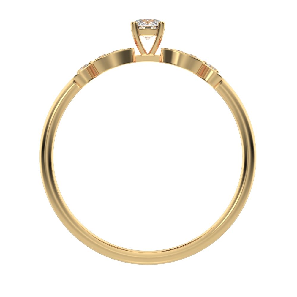 0.19 ct Round Cut Moissanite dainty Minimalist eye heart floral halo 14K / 18K Solid Yellow Gold everyday ring