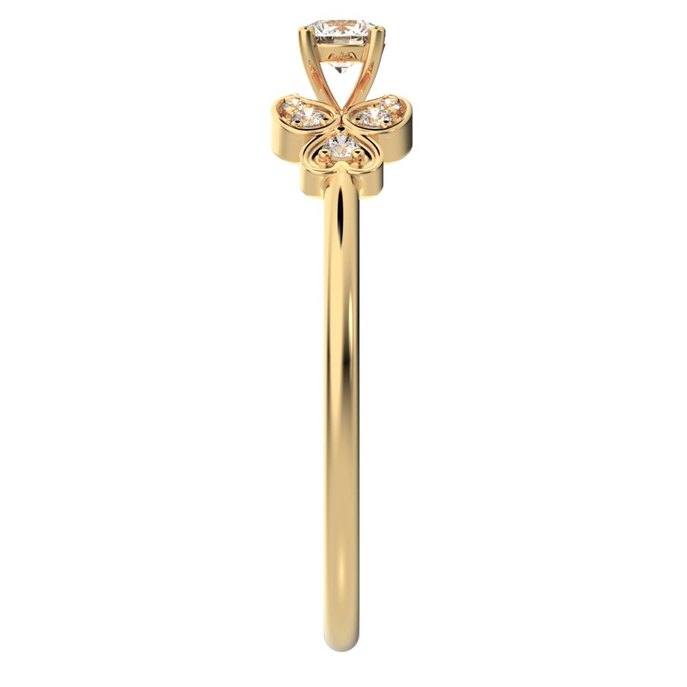 0.19 ct Round Cut Simulated Clear Diamond dainty Minimalist eye heart floral halo 14K / 18K Solid Yellow Gold everyday ring