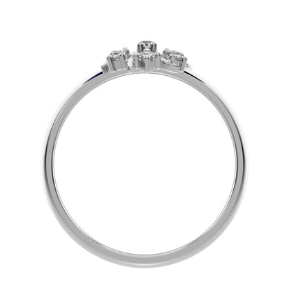 0.075 ct Round Cut Moissanite dainty Minimalist star eye halo floral cluster 14K / 18K Solid White Gold everyday ring