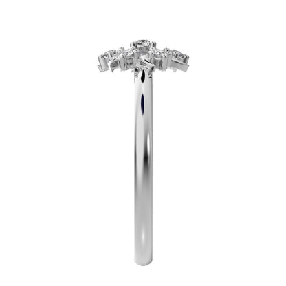 0.075 ct Round Cut Simulated Clear Diamond dainty Minimalist star eye halo floral cluster 14K / 18K Solid White Gold everyday ring