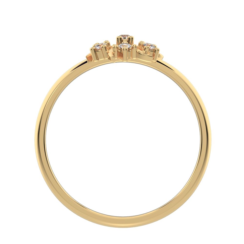 0.075 ct Round Cut Simulated Clear Diamond dainty Minimalist star eye halo floral cluster 14K / 18K Solid Yellow Gold everyday ring