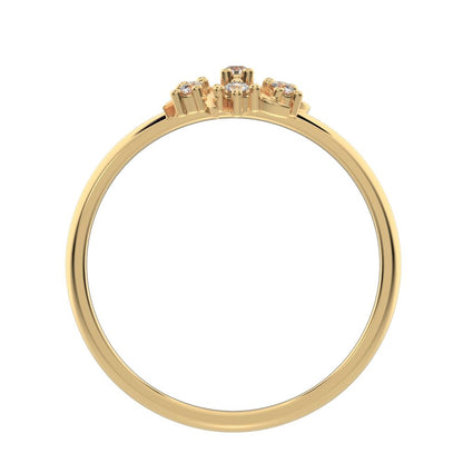 0.075 ct Round Cut Simulated Clear Diamond dainty Minimalist star eye halo floral cluster 14K / 18K Solid Yellow Gold everyday ring