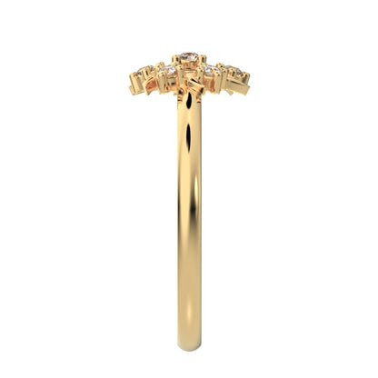 0.075 ct Round Cut Simulated Clear Diamond dainty Minimalist star eye halo floral cluster 14K / 18K Solid Yellow Gold everyday ring