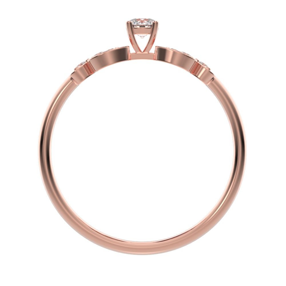 0.19 ct Round Cut Simulated Clear Diamond dainty Minimalist eye heart floral halo 14K / 18K Solid Rose Gold everyday ring