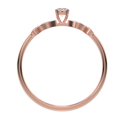 0.19 ct Round Cut Simulated Clear Diamond dainty Minimalist eye heart floral halo 14K / 18K Solid Rose Gold everyday ring