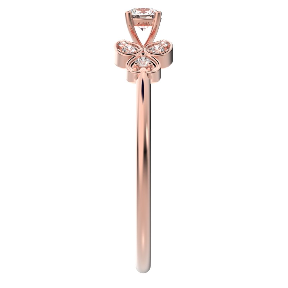 0.19 ct Round Cut Moissanite dainty Minimalist eye heart floral halo 14K / 18K Solid Rose Gold everyday ring