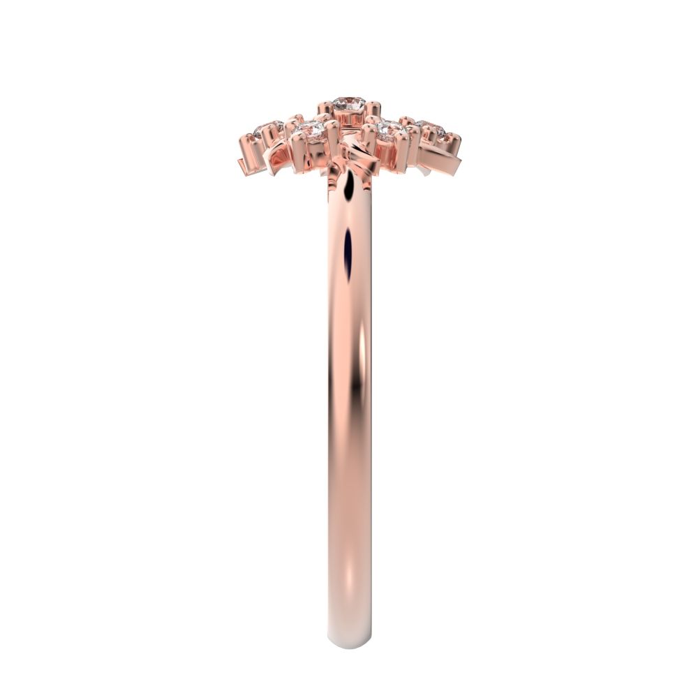 0.075 ct Round Cut Moissanite dainty Minimalist star eye halo floral cluster 14K / 18K Solid Rose Gold everyday ring