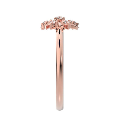 0.075 ct Round Cut Moissanite dainty Minimalist star eye halo floral cluster 14K / 18K Solid Rose Gold everyday ring
