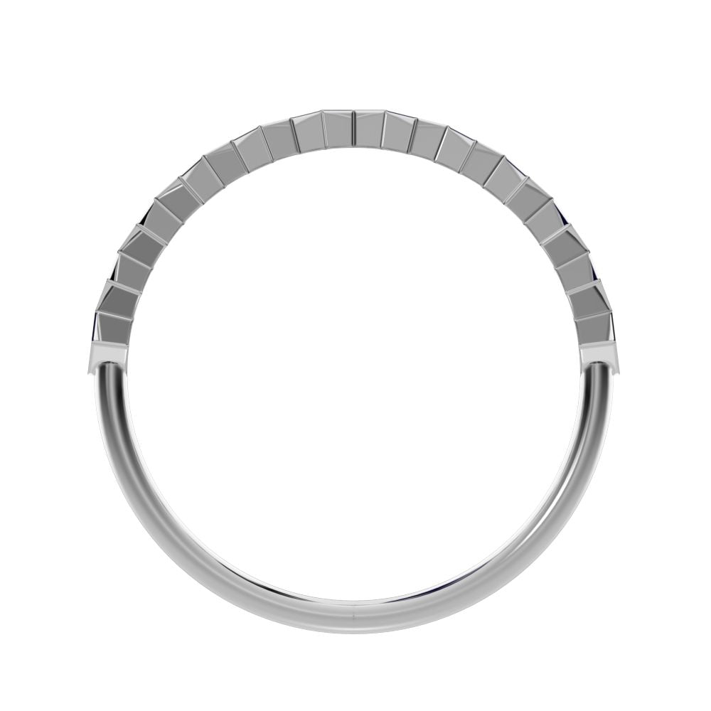 0.13Ct Round Cut Simulated Clear Diamond Minimalist Stackable Half Eternity bezel square 14K / 18K Solid White Gold everyday wedding band