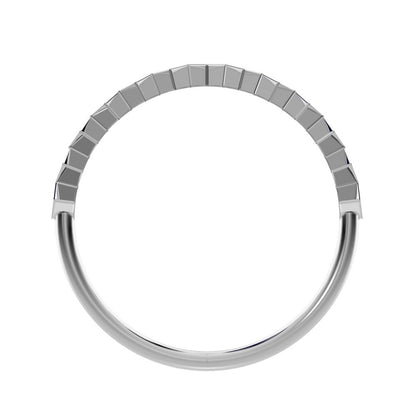 0.13Ct Round Cut Simulated Clear Diamond Minimalist Stackable Half Eternity bezel square 14K / 18K Solid White Gold everyday wedding band