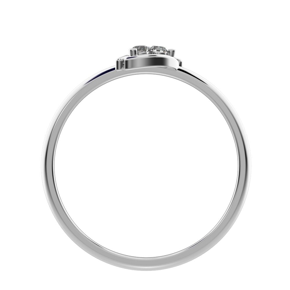 0.045 ct Round Cut Simulated Clear Diamond dainty Minimalist 3 stone eye halo floral cluster light 14K / 18K Solid White Gold everyday ring