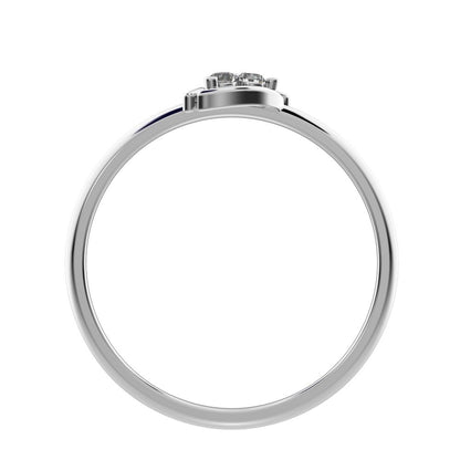 0.045 ct Round Cut Moissanite dainty Minimalist 3 stone eye halo floral cluster light 14K / 18K Solid White Gold everyday ring
