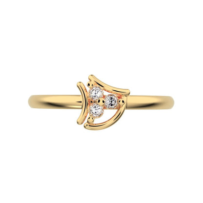 0.045 ct Round Cut Simulated Clear Diamond dainty Minimalist 3 stone eye halo floral cluster 14K / 18K Solid Yellow Gold everyday ring