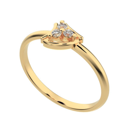 0.045 ct Round Cut Simulated Clear Diamond dainty Minimalist 3 stone eye halo floral cluster 14K / 18K Solid Yellow Gold everyday ring