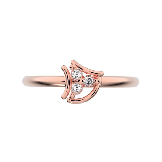 0.045 ct Round Cut Simulated Clear Diamond dainty Minimalist 3 stone eye halo floral cluster light 14K / 18K Solid Rose Gold everyday ring