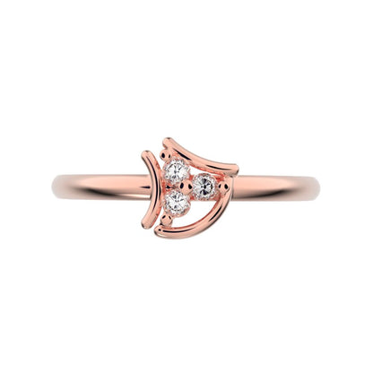 0.045 ct Round Cut Moissanite dainty Minimalist 3 stone eye halo floral cluster light 14K / 18K Solid Rose Gold everyday ring