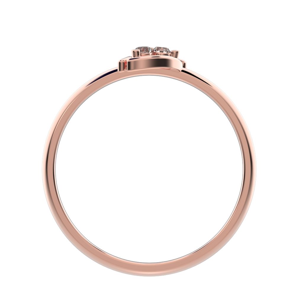 0.045 ct Round Cut Moissanite dainty Minimalist 3 stone eye halo floral cluster light 14K / 18K Solid Rose Gold everyday ring