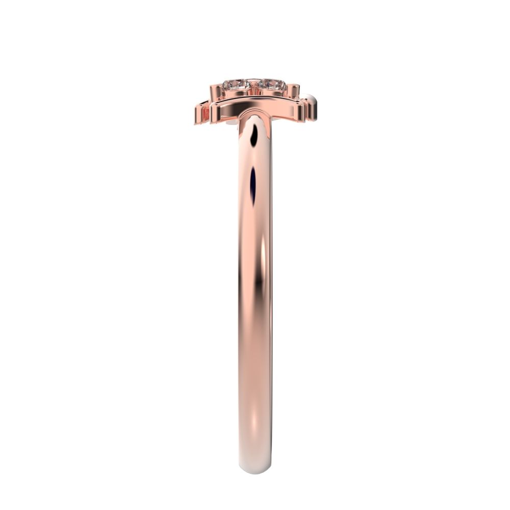 0.045 ct Round Cut Moissanite dainty Minimalist 3 stone eye halo floral cluster light 14K / 18K Solid Rose Gold everyday ring