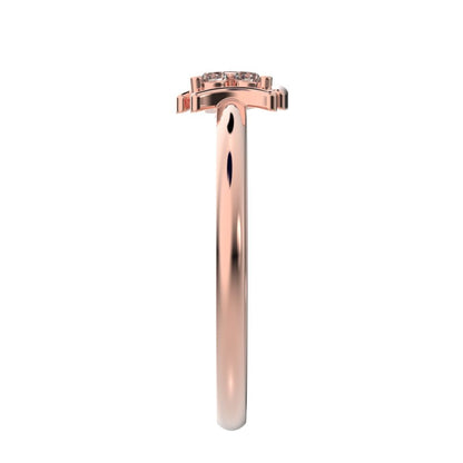 0.045 ct Round Cut Moissanite dainty Minimalist 3 stone eye halo floral cluster light 14K / 18K Solid Rose Gold everyday ring