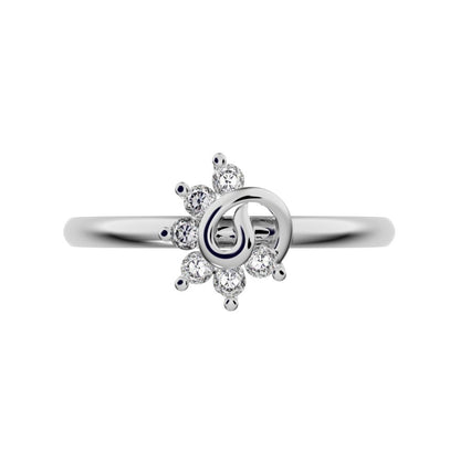 0.09 ct Round Cut Simulated Clear Diamond dainty Minimalist star eye halo floral spiral cluster 14K / 18K Solid White Gold everyday ring