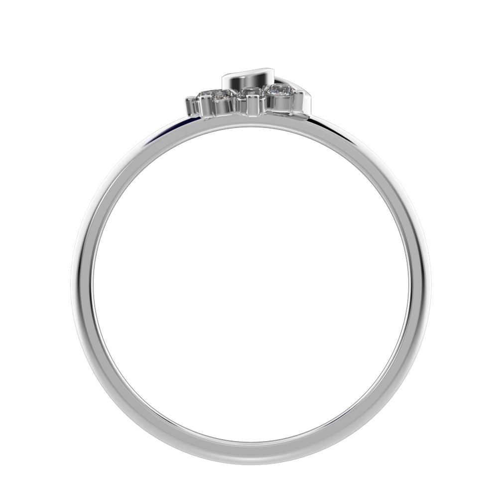 0.09 ct Round Cut Simulated Clear Diamond dainty Minimalist star eye halo floral spiral cluster 14K / 18K Solid White Gold everyday ring