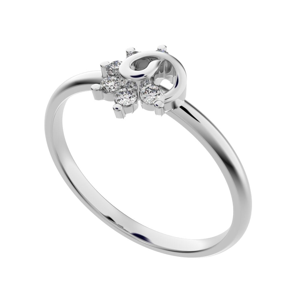 0.09 ct Round Cut Moissanite dainty Minimalist star eye halo floral spiral cluster 14K / 18K Solid White Gold everyday ring
