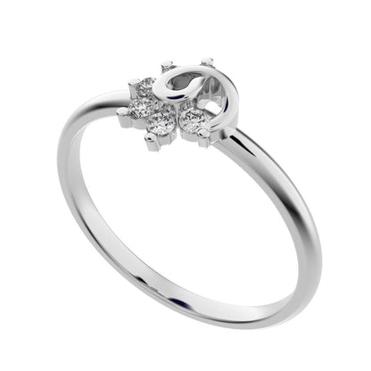 0.09 ct Round Cut Moissanite dainty Minimalist star eye halo floral spiral cluster 14K / 18K Solid White Gold everyday ring