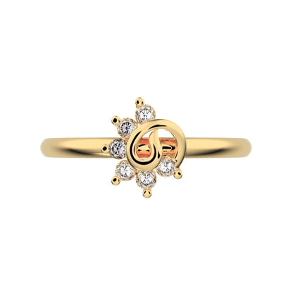 0.09 ct Round Cut Simulated Clear Diamond dainty Minimalist star eye halo floral spiral cluster 14K / 18K Solid Yellow Gold everyday ring
