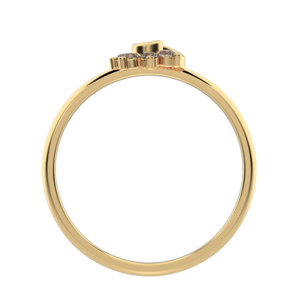 0.09 ct Round Cut Simulated Clear Diamond dainty Minimalist star eye halo floral spiral cluster 14K / 18K Solid Yellow Gold everyday ring