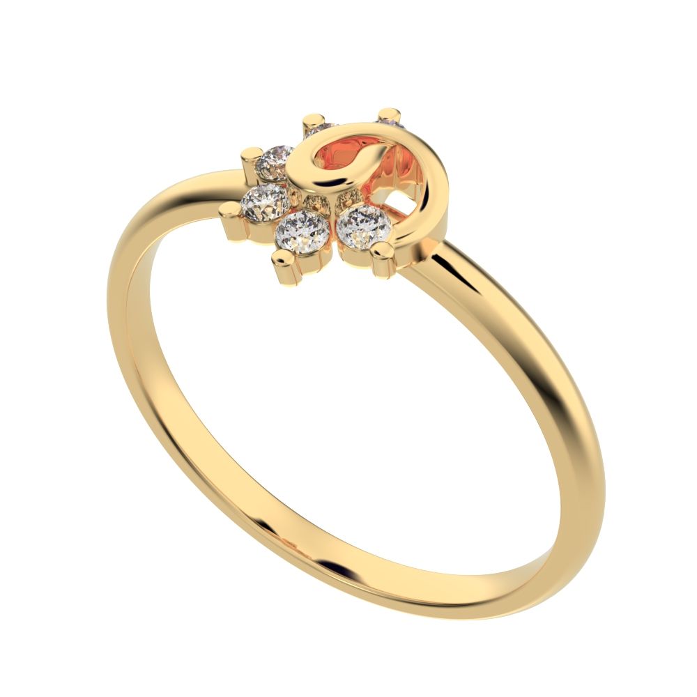 0.09 ct Round Cut Moissanite dainty Minimalist star eye halo floral spiral cluster 14K / 18K Solid Yellow Gold everyday ring